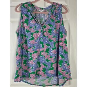 Crown & Ivy Women's Floral Pattern Sleeveless Blouse Tank Sz. 2X